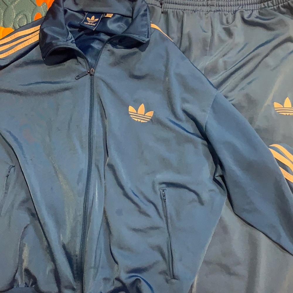 Powder blue adidas original 2piece jogging suit